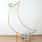 6.5ft Gold Metal Crescent Moon Wedding Arch Backdrop Stand, Curved Arbor Floral Balloon Frame with Sturdy Base