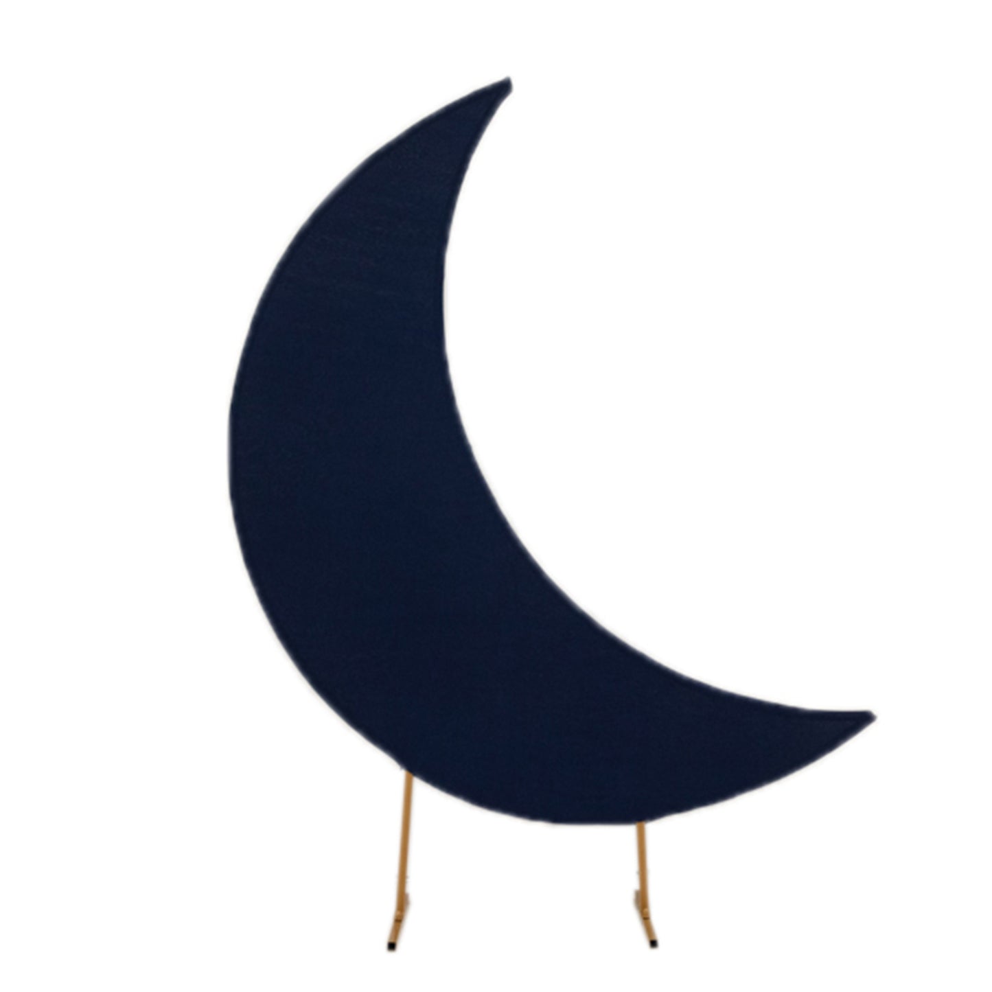 Navy blue crescent moon backdrop stand for weddings and events.