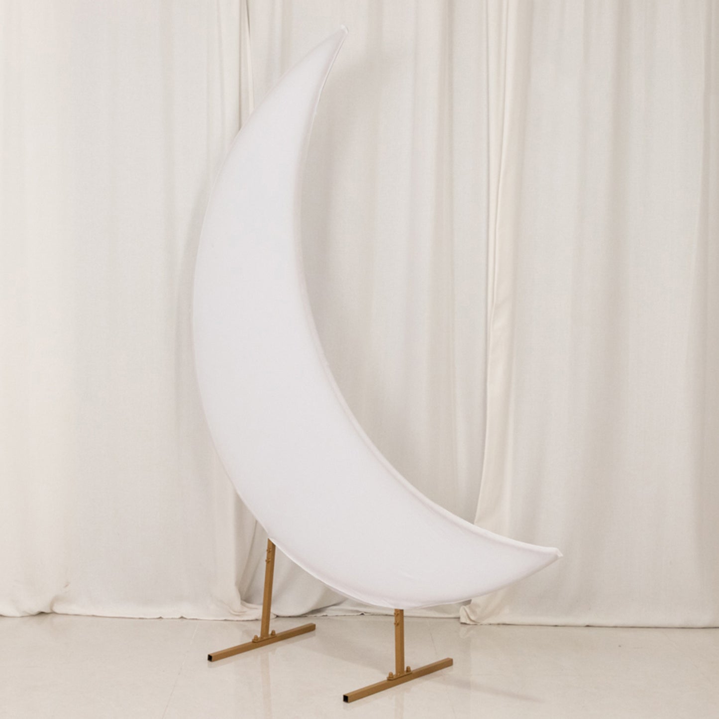 6.5ft White Spandex Crescent Moon Chiara Backdrop Stand Cover, Custom Stretch Fitted Wedding Arch Cover