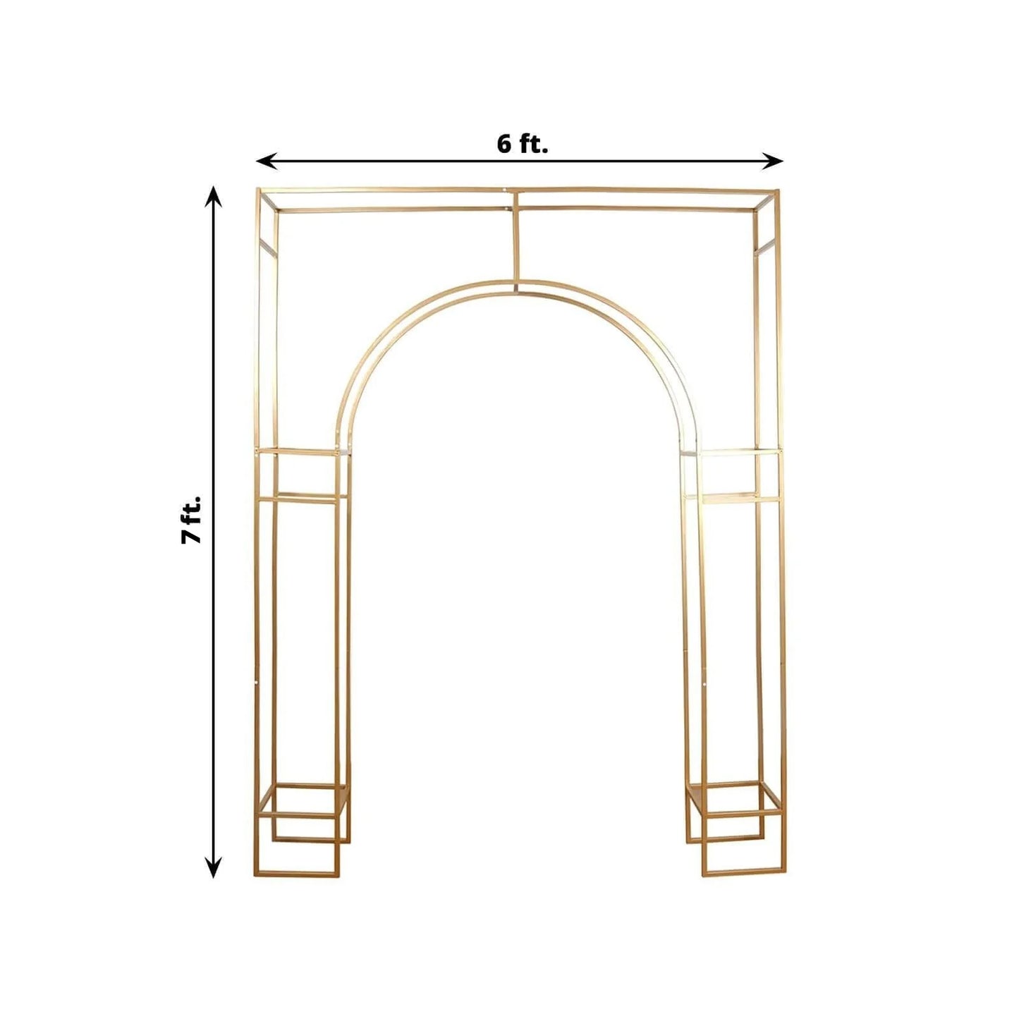 7ft Wedding Arch Rectangular Backdrop Stand – Arc de Triomphe Style 3D Heavy Duty Gold Metal Frame for Balloon & Floral Display