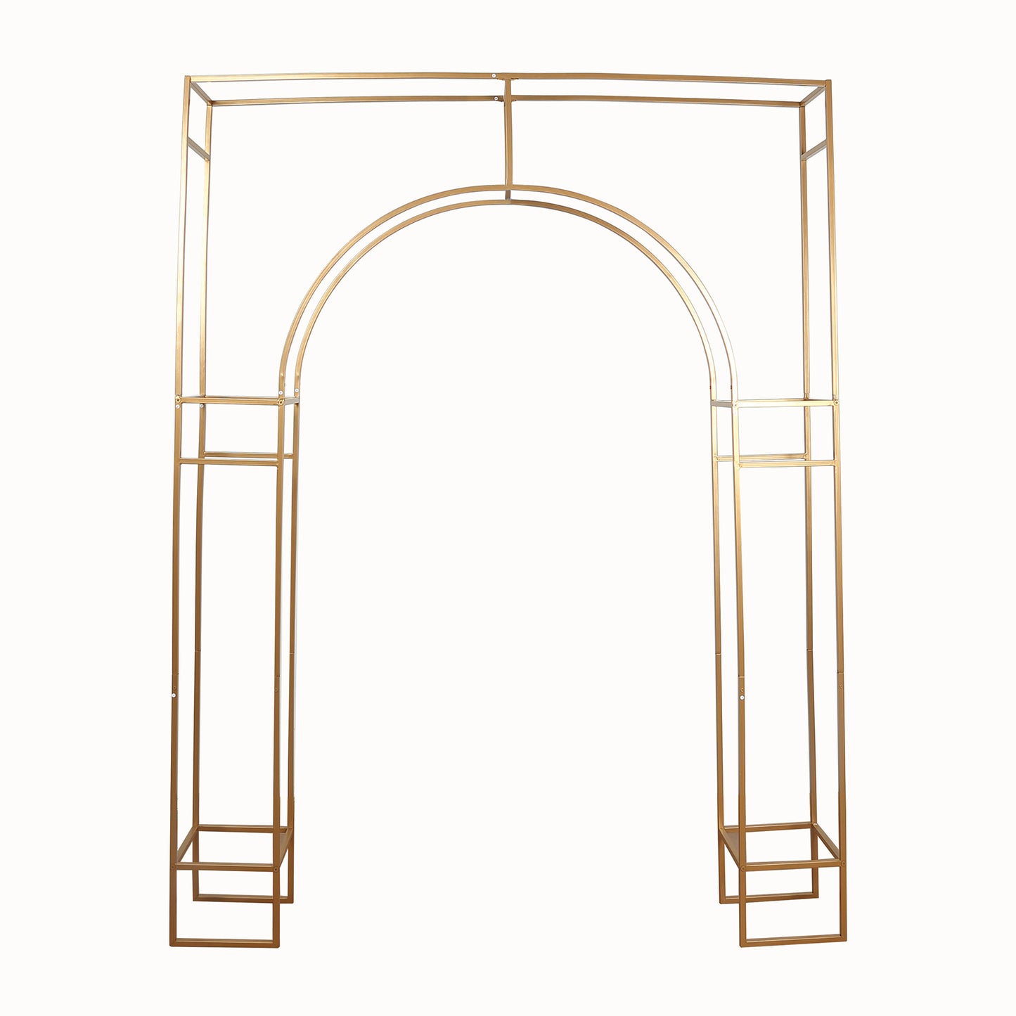 7ft Wedding Arch Rectangular Backdrop Stand – Arc de Triomphe Style 3D Heavy Duty Gold Metal Frame for Balloon & Floral Display