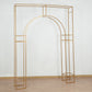 8ft Heavy Duty Gold Metal Rectangular Wedding Arch in Arc de Triomphe Style, 3D Floral Balloon Frame Backdrop Stand