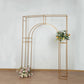 8ft Heavy Duty Gold Metal Rectangular Wedding Arch in Arc de Triomphe Style, 3D Floral Balloon Frame Backdrop Stand