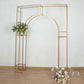 8ft Heavy Duty Gold Metal Rectangular Wedding Arch in Arc de Triomphe Style, 3D Floral Balloon Frame Backdrop Stand
