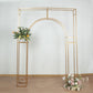 8ft Heavy Duty Gold Metal Rectangular Wedding Arch in Arc de Triomphe Style, 3D Floral Balloon Frame Backdrop Stand