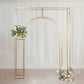 8ft Heavy Duty Gold Metal Rectangular Wedding Arch in Arc de Triomphe Style, 3D Floral Balloon Frame Backdrop Stand