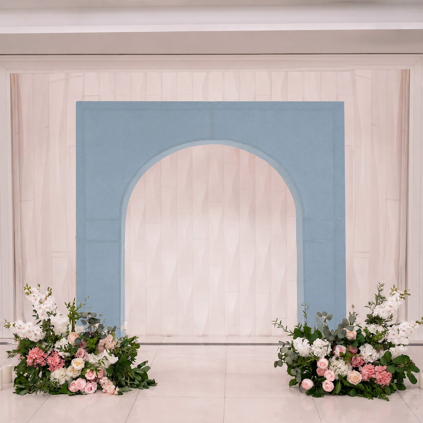7ft Dusty Blue Spandex Backdrop Stand Cover for Arc de Triomphe Stand, Stretch Fitted Floral Balloon