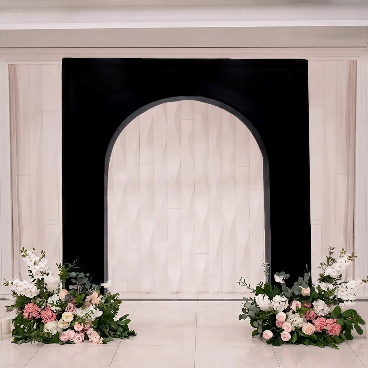7ft Black Spandex Backdrop Stand Cover for Arc de Triomphe Stand, Stretch Fitted Floral Balloon Fram