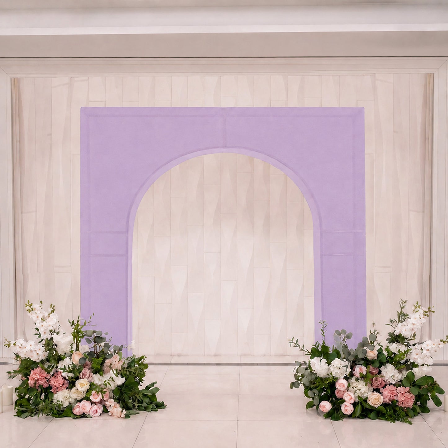 7ft Lavender Lilac Spandex Backdrop Stand Cover for Arc de Triomphe Stand, Stretch Fitted Floral Bal