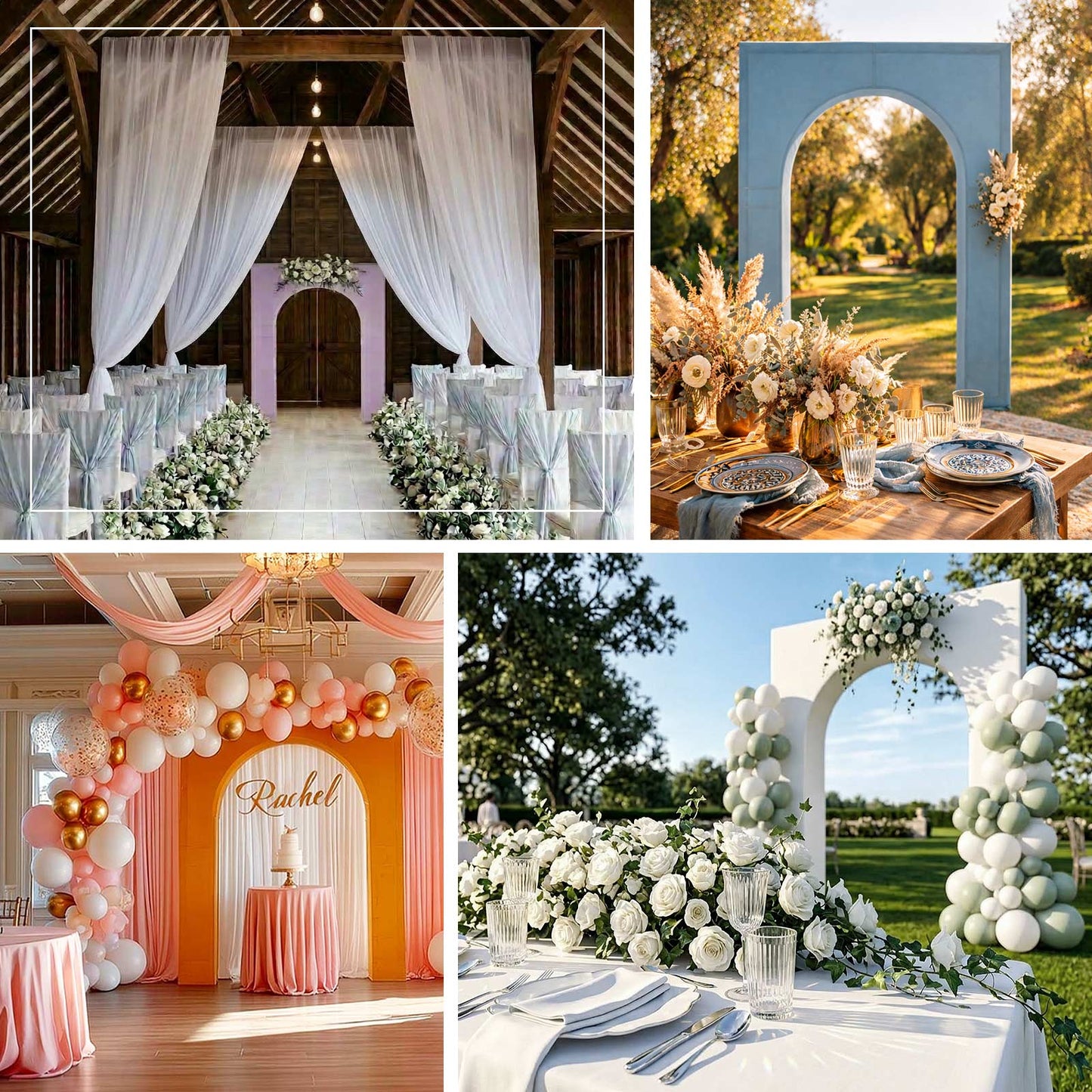 7ft Dusty Blue Spandex Backdrop Stand Cover for Arc de Triomphe Stand, Stretch Fitted Floral Balloon