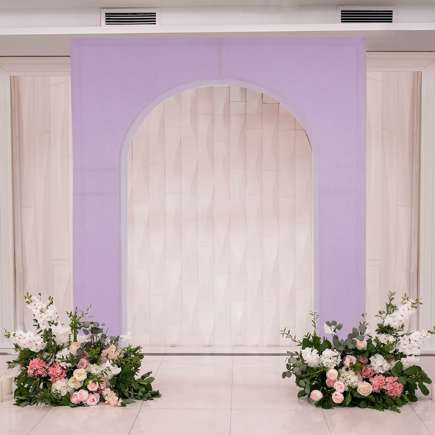 7ft Lavender Lilac Spandex Backdrop Stand Cover for Arc de Triomphe Stand, Stretch Fitted Floral Balloon Frame Wedding Arch Cover