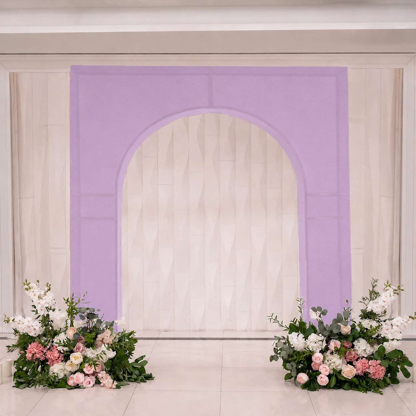 8ft Lavender Lilac Spandex Backdrop Stand Cover for Arc de Triomphe Stand, Stretch Fitted Floral Bal