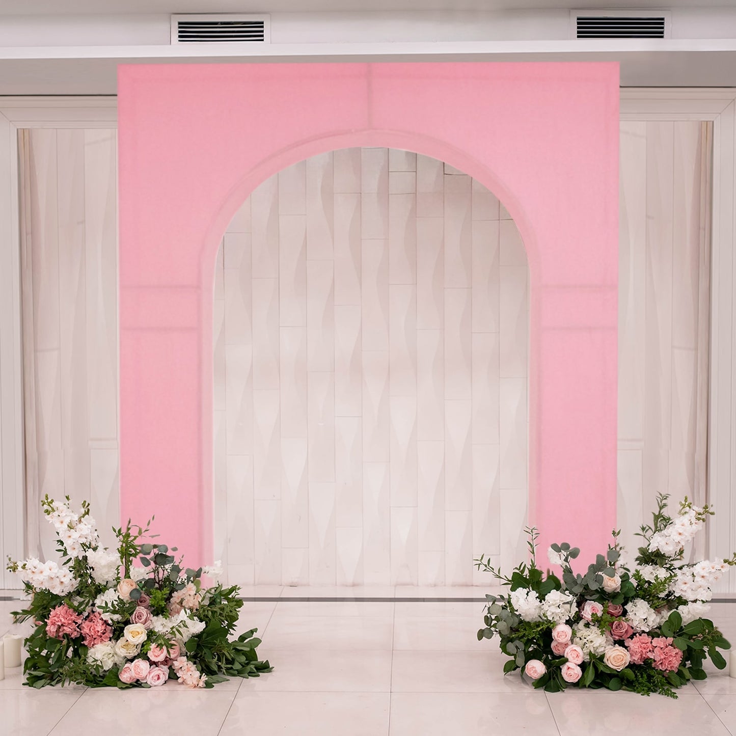 7ft Pink Spandex Backdrop Stand Cover for Arc de Triomphe Stand, Stretch Fitted Floral Balloon Frame Wedding Arch Cover