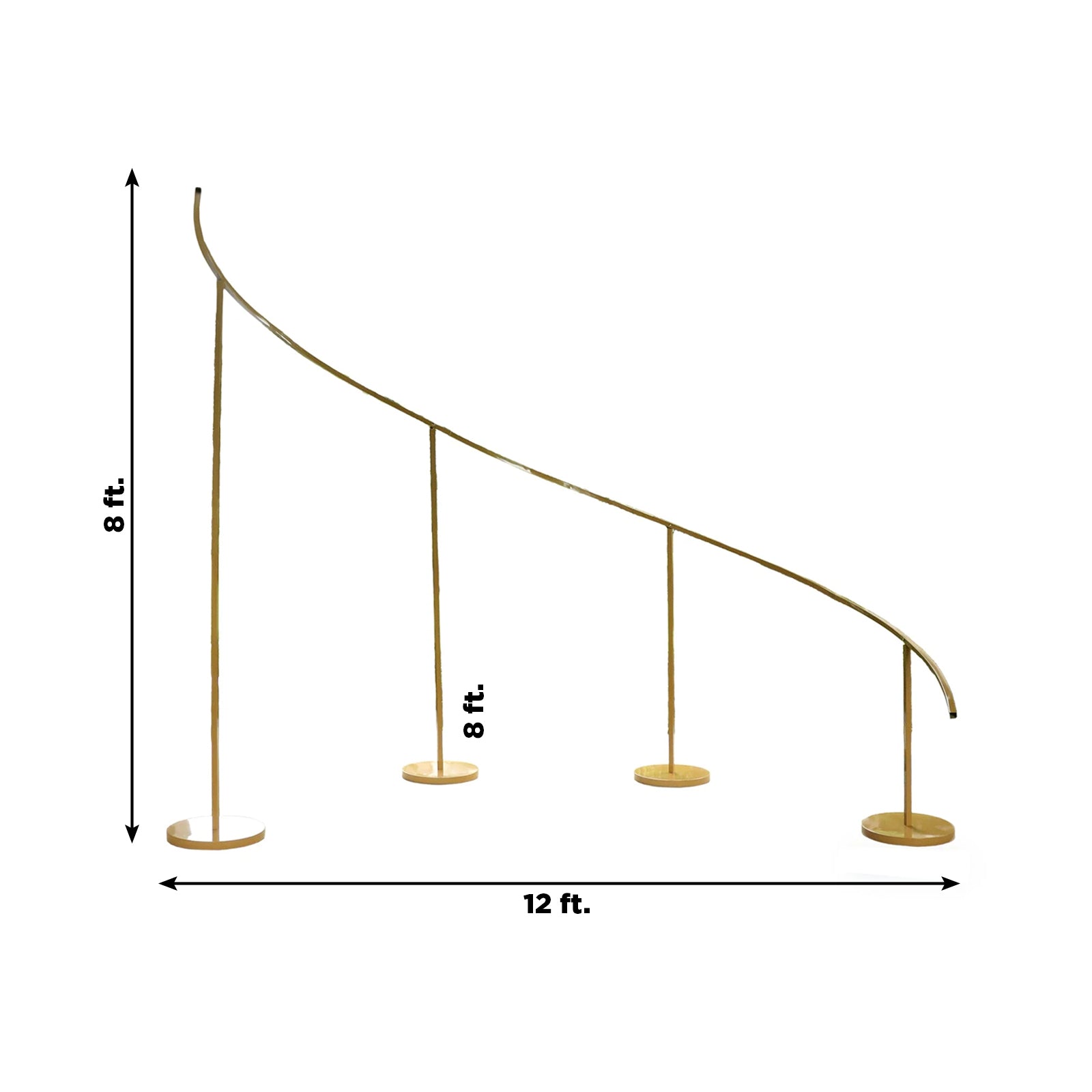 Gold curved wave wedding arch backdrop stand for balloon and floral décor.