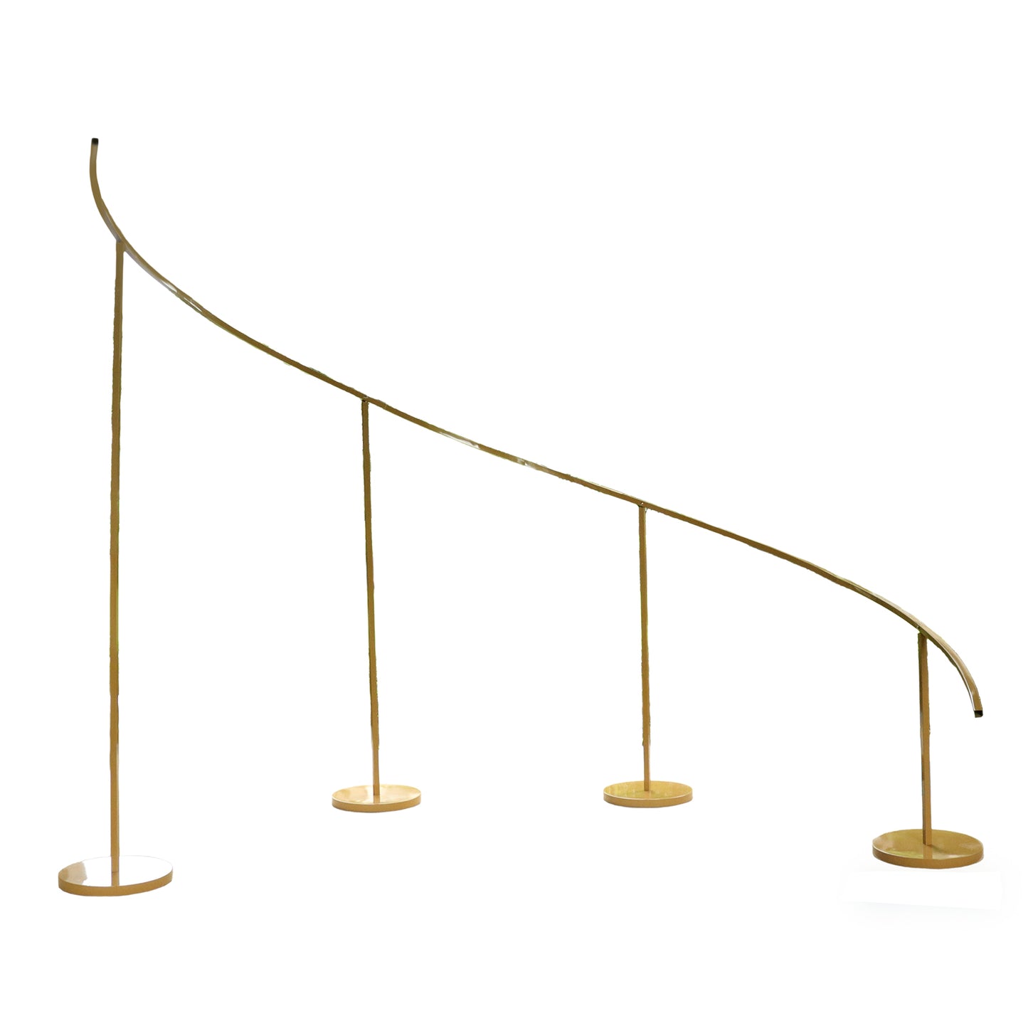 Gold curved wedding arch backdrop stand for balloon and floral décor.
