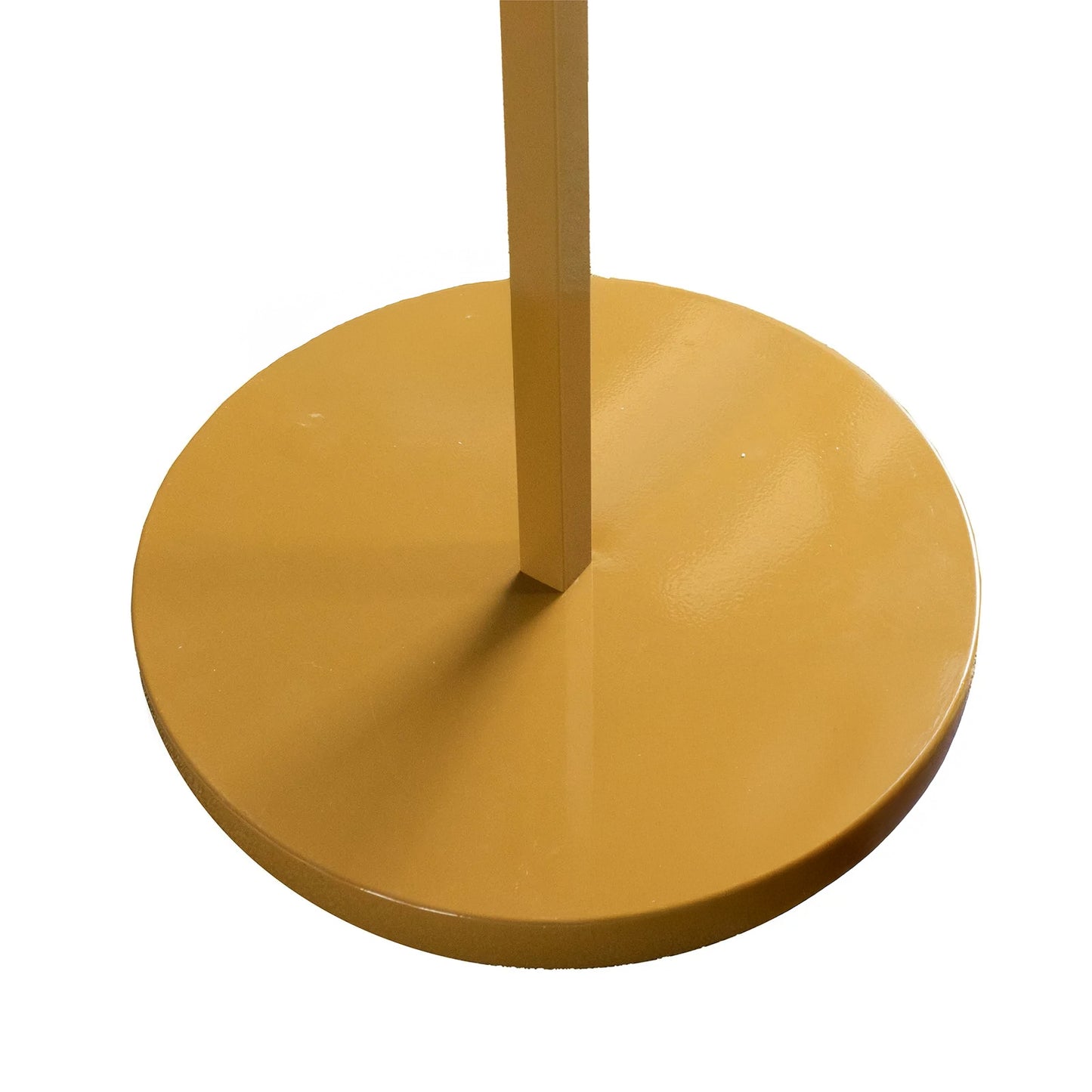 Gold curved wave wedding arch backdrop stand with heavy-duty metal frame and round base.
