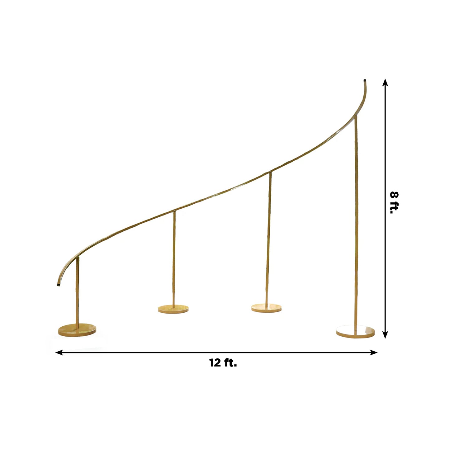 Gold curved wave wedding arch backdrop stand for balloon and floral décor.