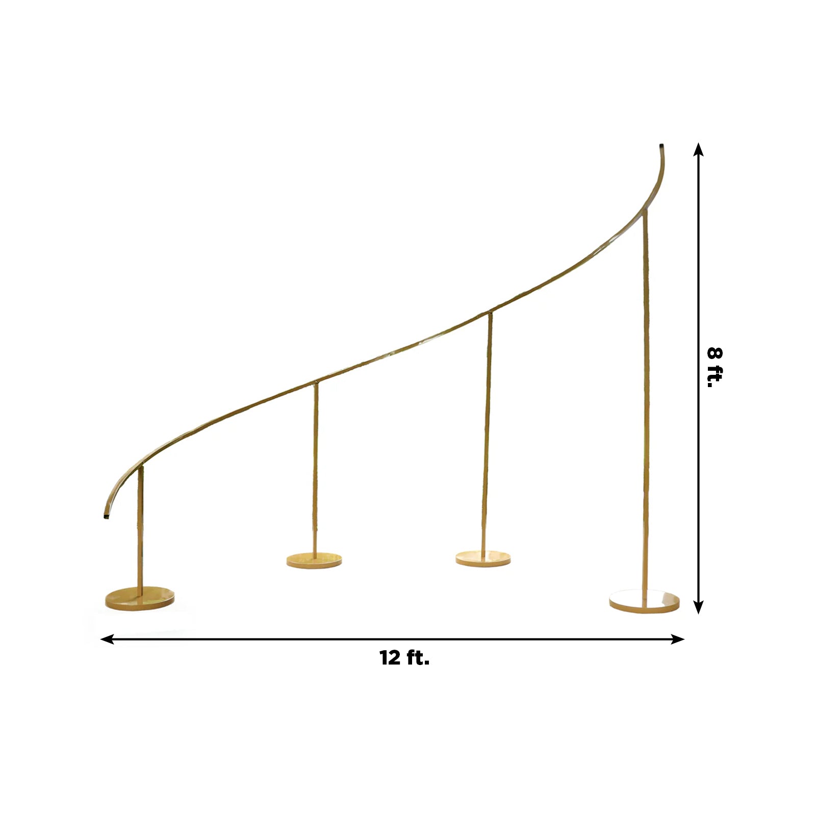 Gold curved wave wedding arch backdrop stand for balloon and floral décor.