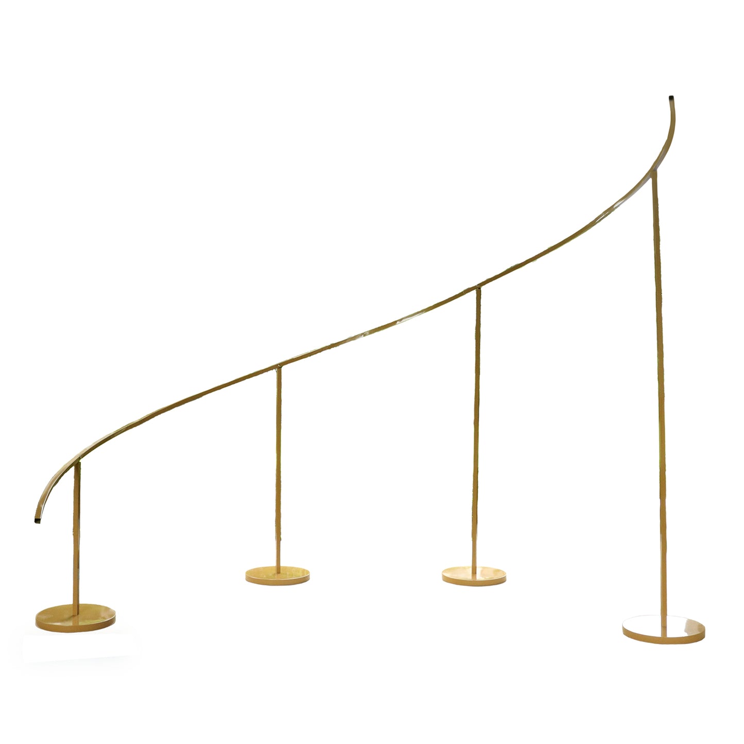Gold curved wedding arch backdrop stand for floral decor.