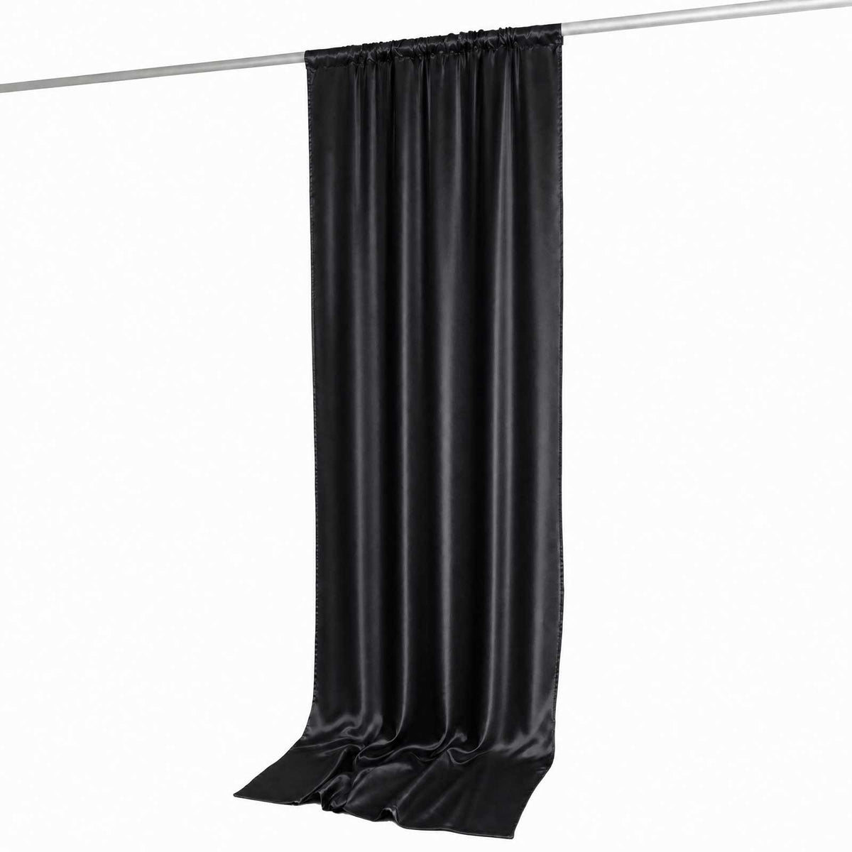 5ft x 10ft Satin Backdrop Curtain, Black Event Drape Divider Panel – Photo Booth