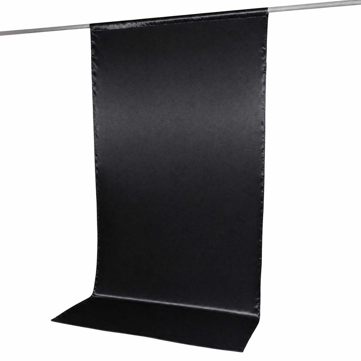 5ft x 10ft Satin Backdrop Curtain, Black Event Drape Divider Panel – Photo Booth