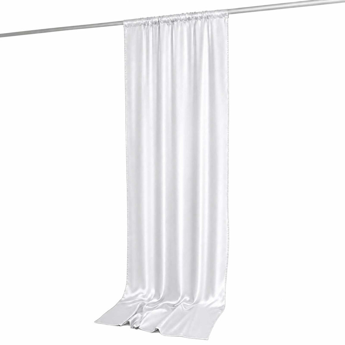 5ft x 10ft Satin Backdrop Curtain, White Event Drape Divider Panel – Photo Booth