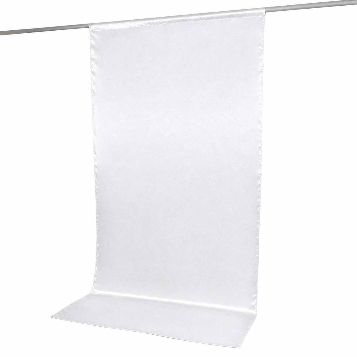 5ft x 10ft Satin Backdrop Curtain, White Event Drape Divider Panel – Photo Booth