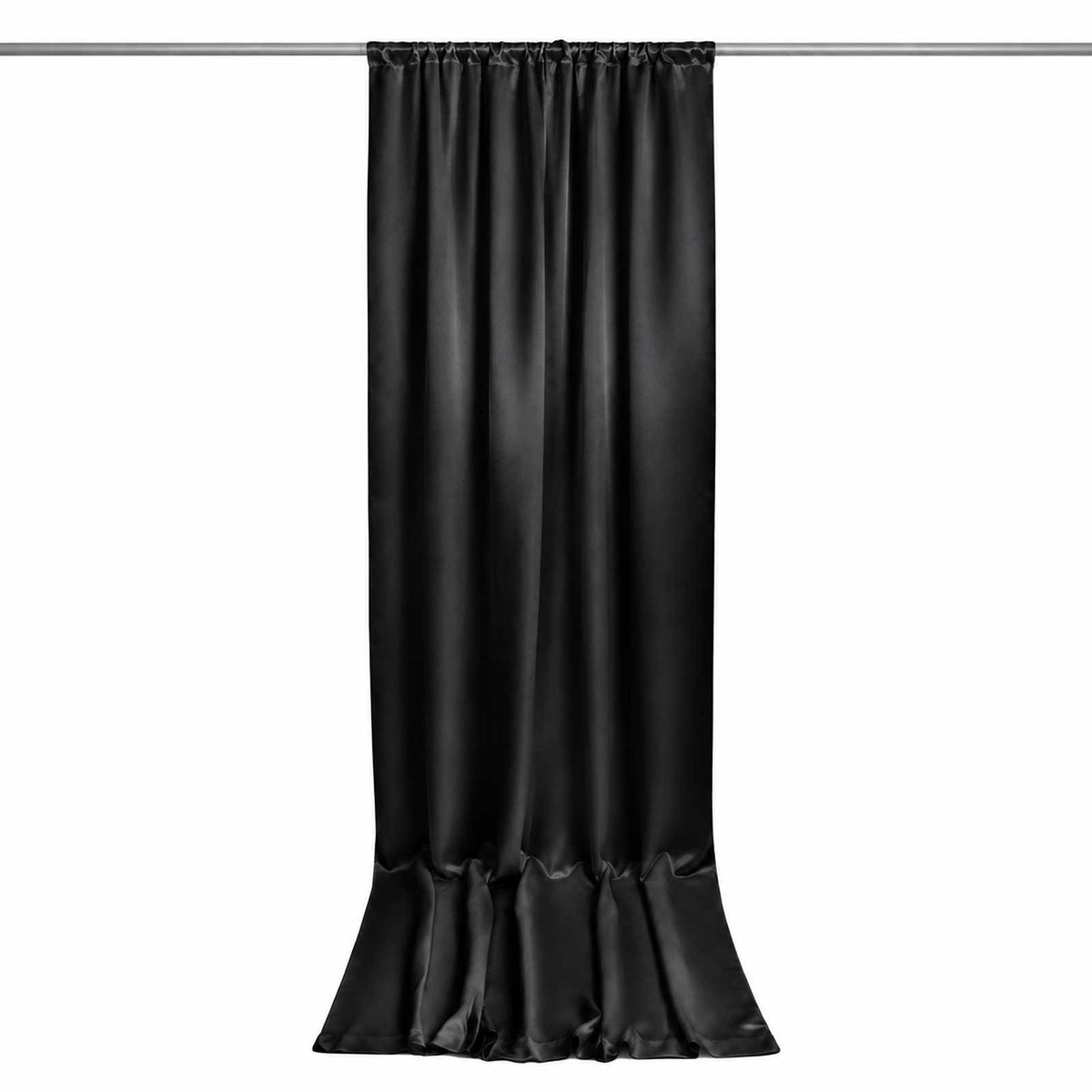5ft x 12ft Satin Backdrop Curtain, Black Event Drape Panel – Photo Booth