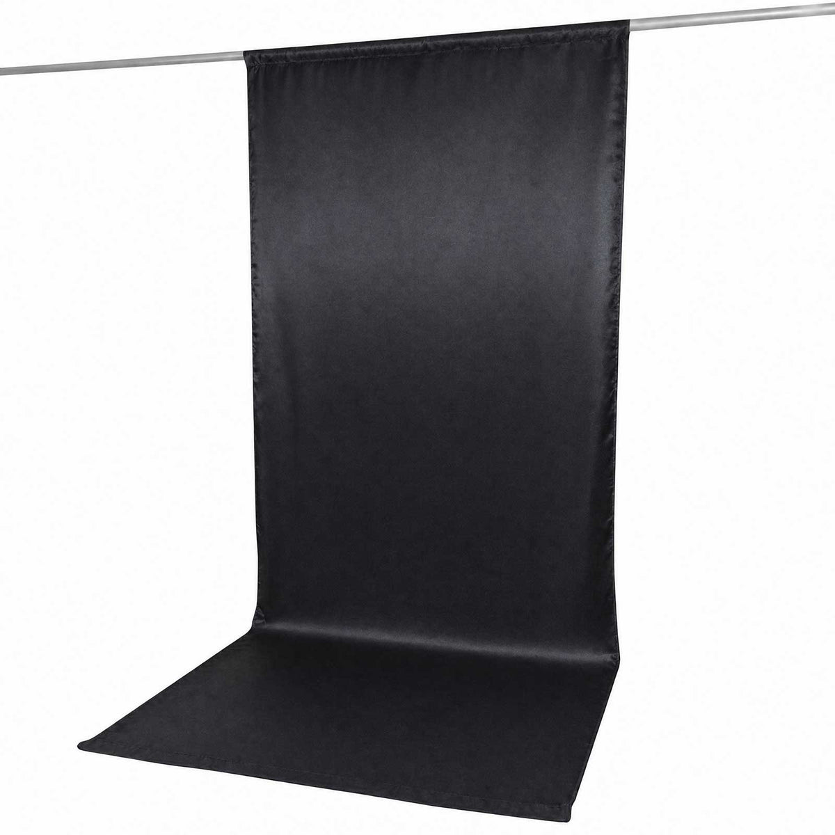 5ft x 12ft Satin Backdrop Curtain, Black Event Drape Panel – Photo Booth