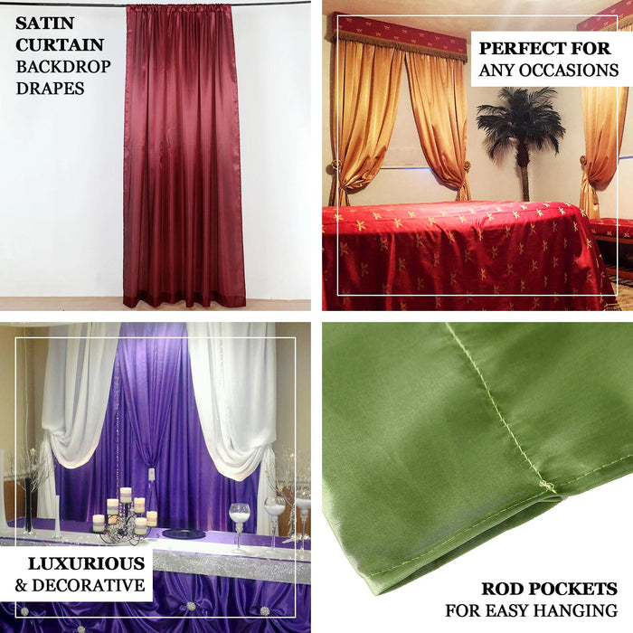 8ftx10ft Dusty Blue Satin Event Curtain Drapes, Backdrop Event Panel