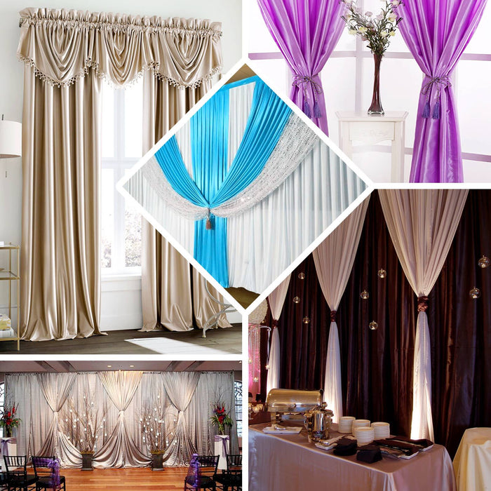 8ftx10ft Beige Satin Event Curtain Drapes, Backdrop Event Panel