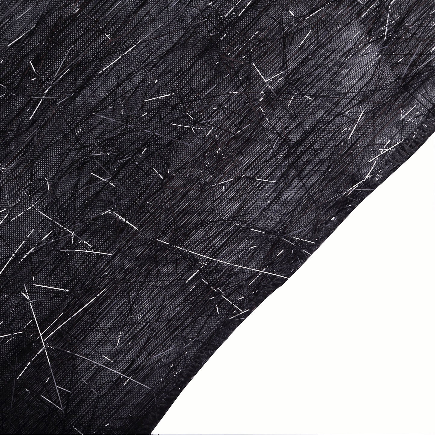 8ft black metallic fringe shag event drapery panel backdrop curtain