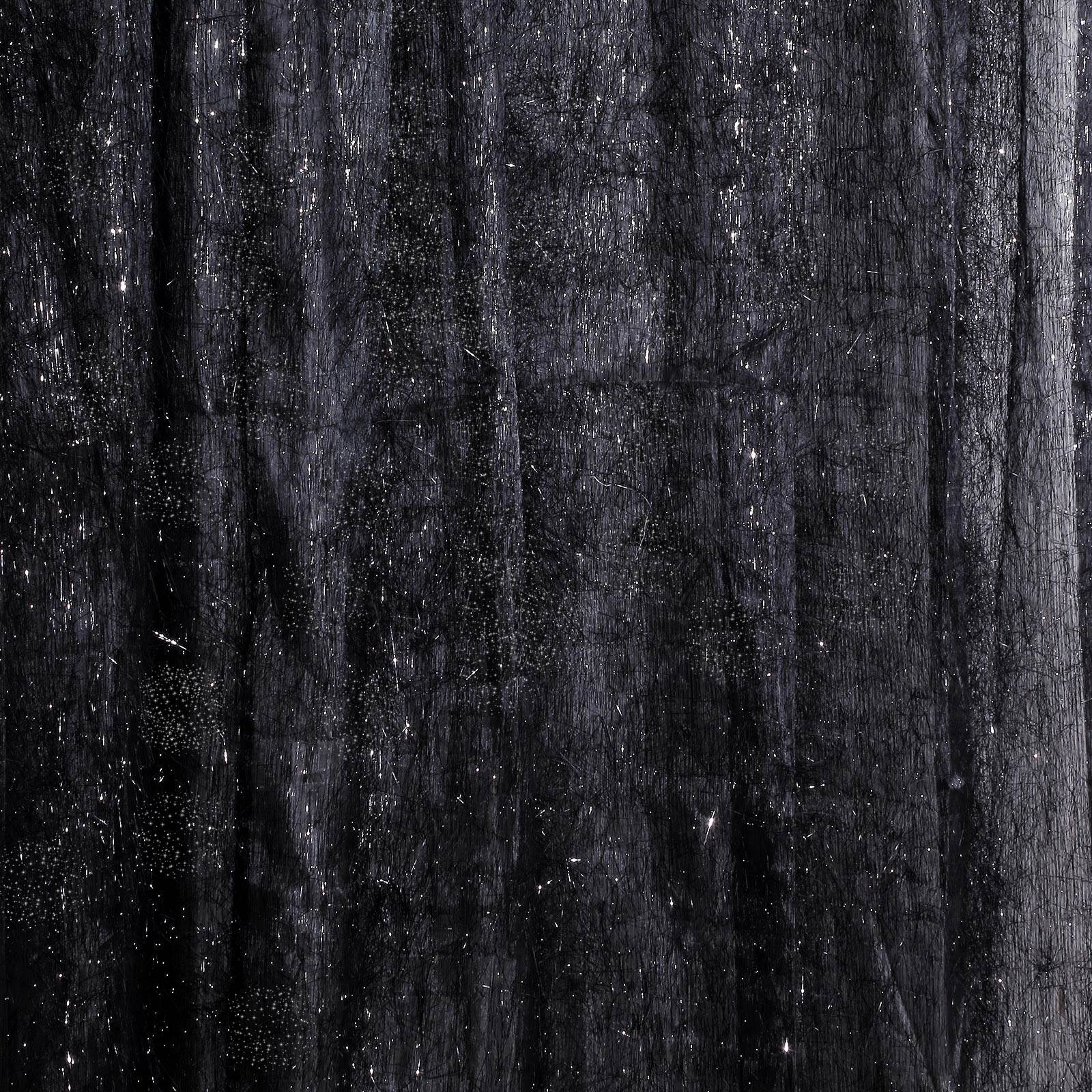 8ft black metallic fringe shag backdrop curtain panel with shimmery tinsel.