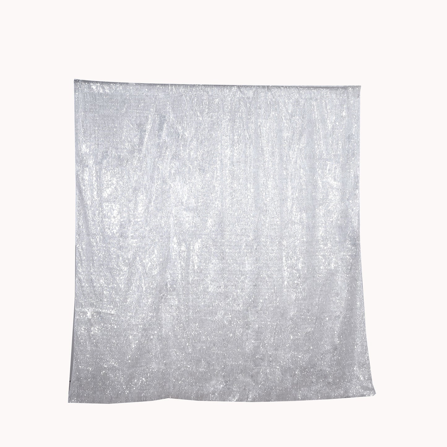 8ft silver metallic fringe shag drapery panel backdrop curtain