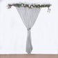 8ft silver metallic fringe shag drapery panel with floral accents.