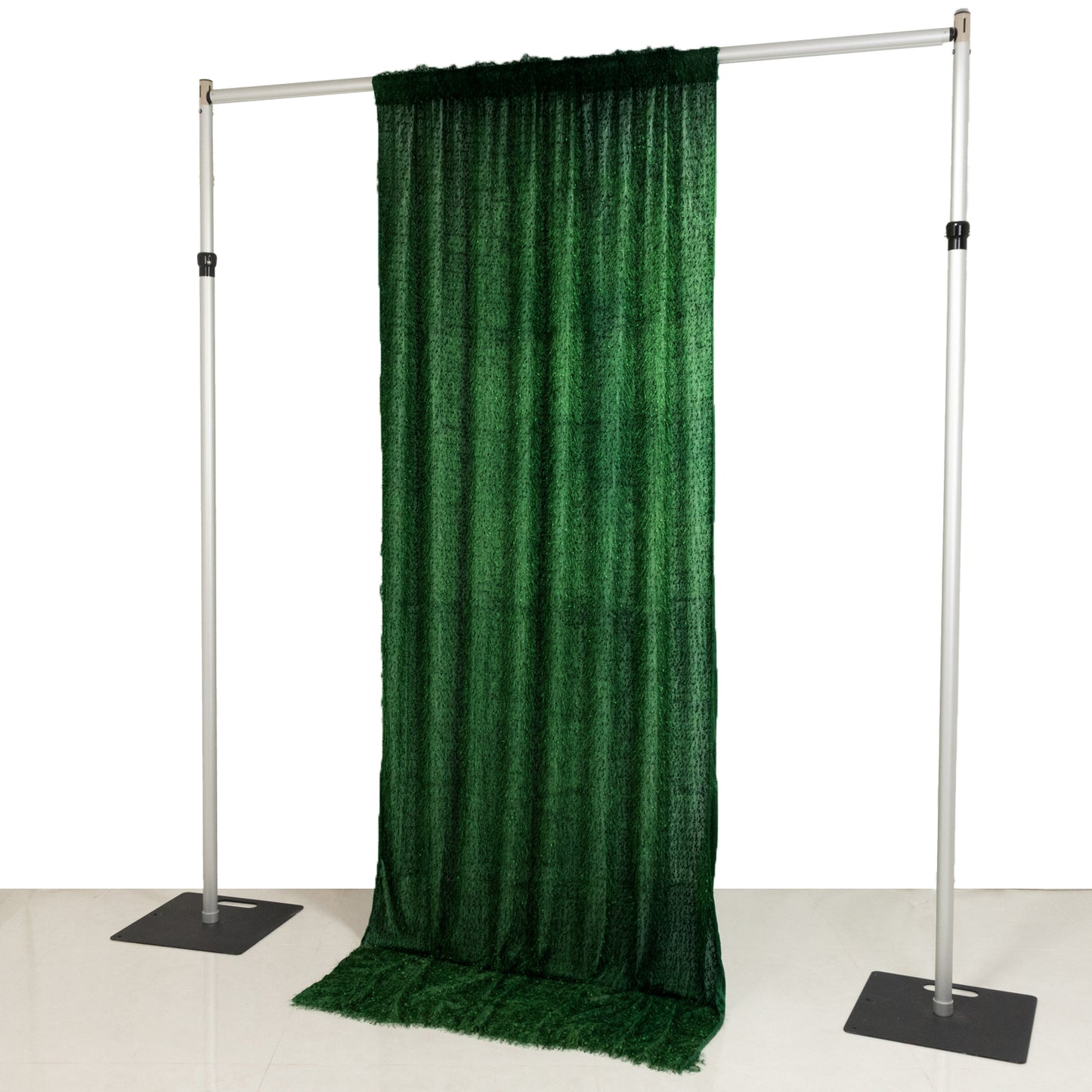5ftx10ft Green Fringe Shag Polyester Wedding Drapery Panel, Minky Fabric Photo Backdrop Curtain