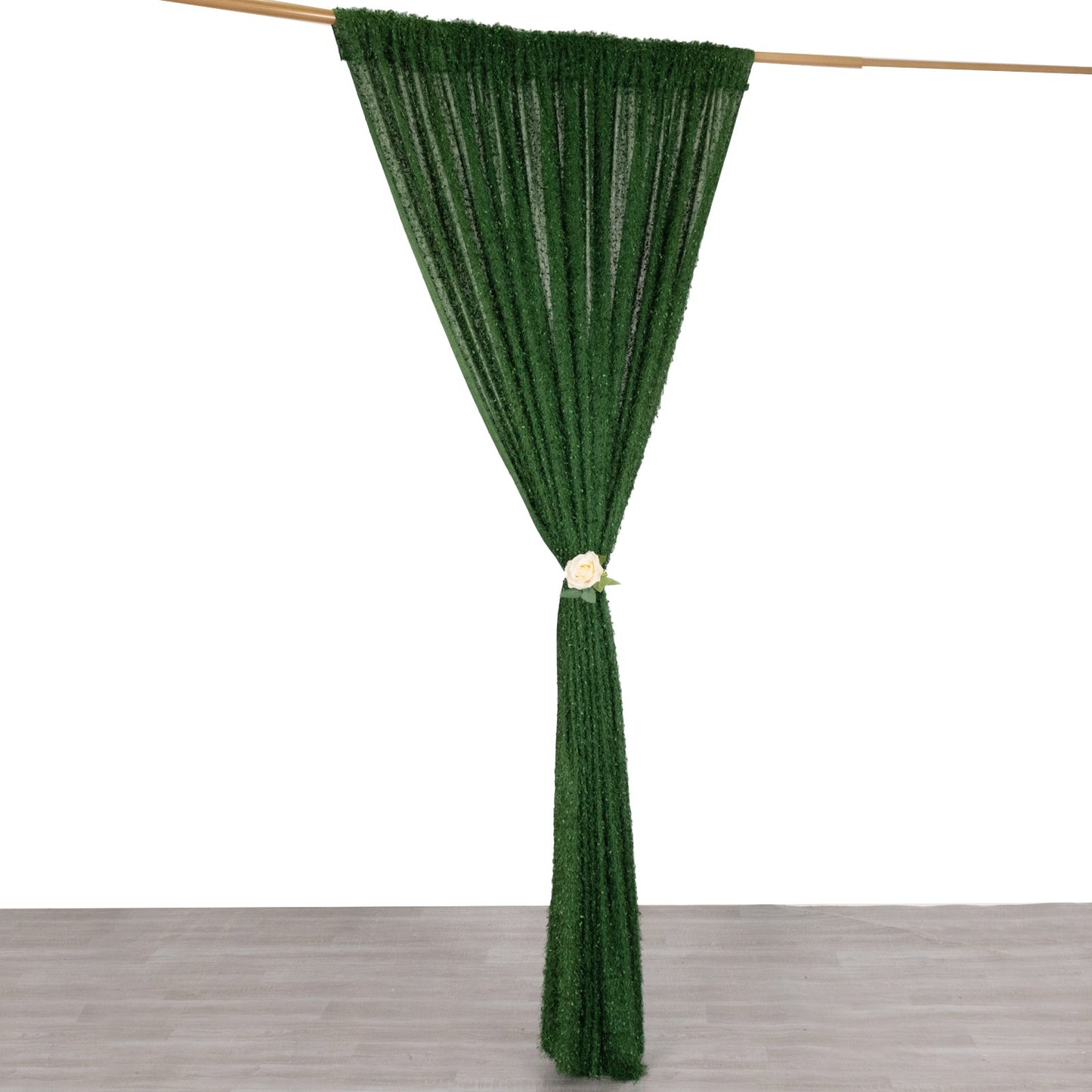 8ftx8ft Green Fringe Shag Polyester Wedding Drapery Panel, Minky Fabric Photo Backdrop Curtain