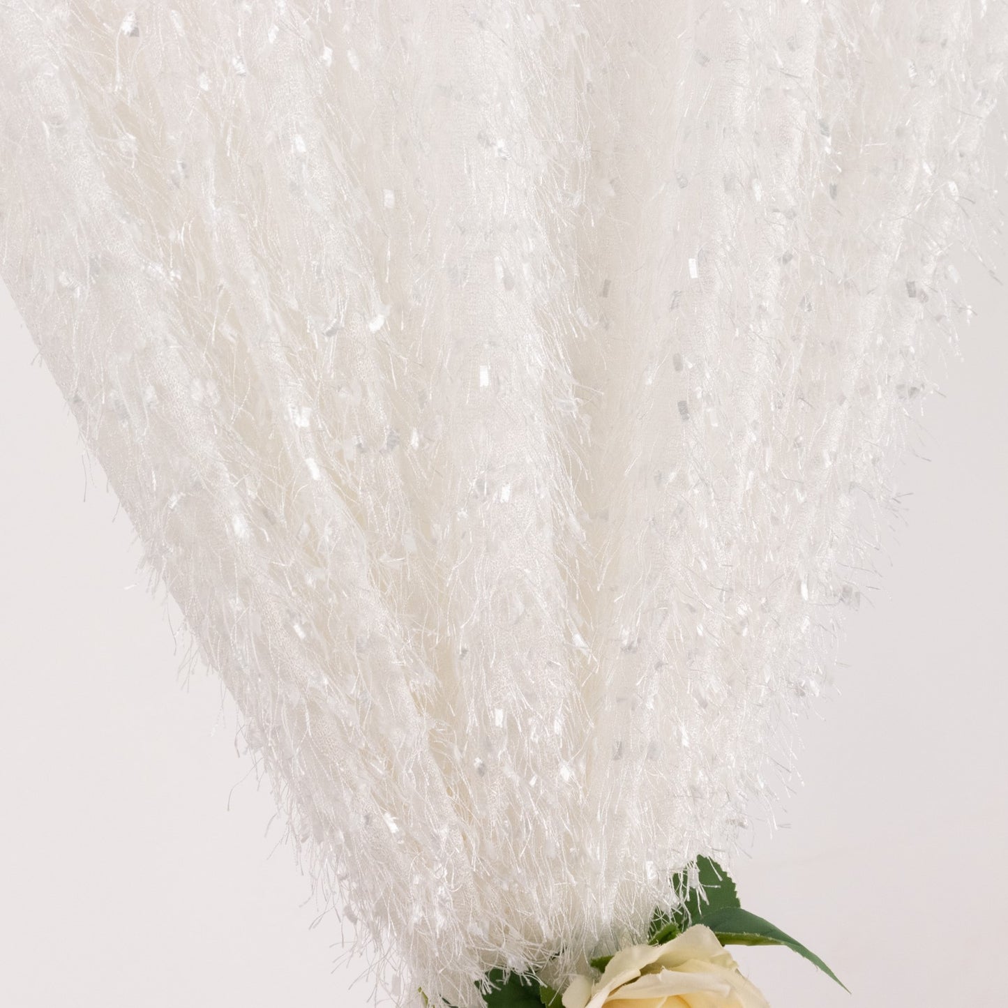 8ftx8ft White Fringe Shag Polyester Wedding Drapery Panel, Minky Fabric Photo Backdrop Curtain