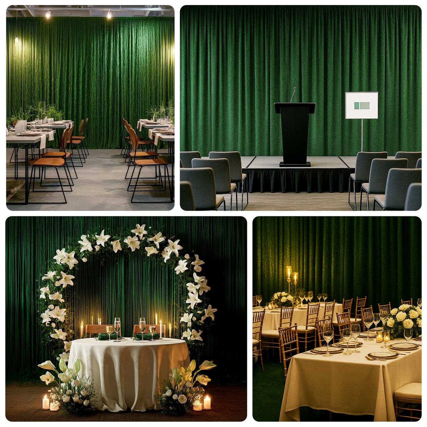 8ftx8ft Green Fringe Shag Polyester Wedding Drapery Panel, Minky Fabric Photo Backdrop Curtain