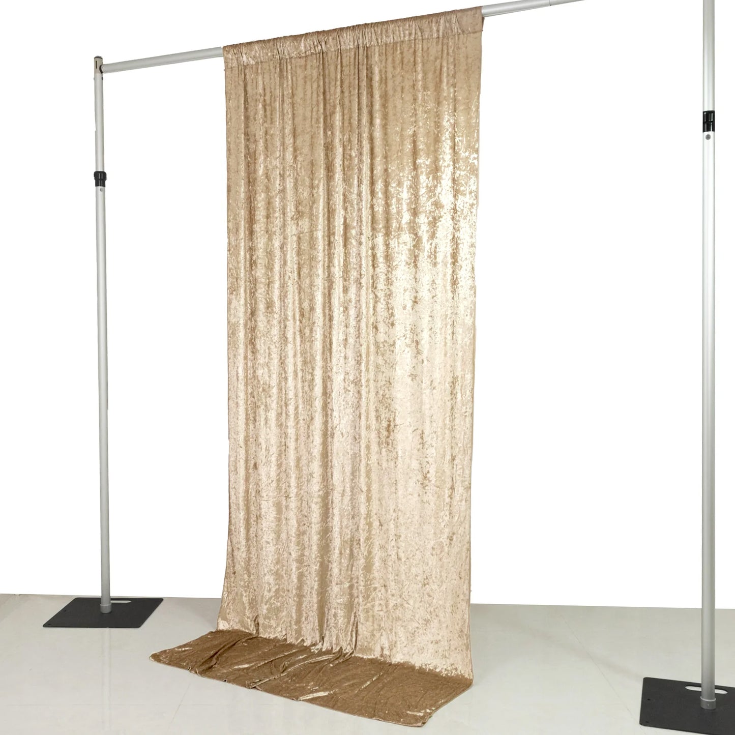 Beige Crushed Velvet Backdrop Curtain – 5ft x 10ft Event Drape with Rod Pocket, Privacy Panel for Photo Booths & Events
