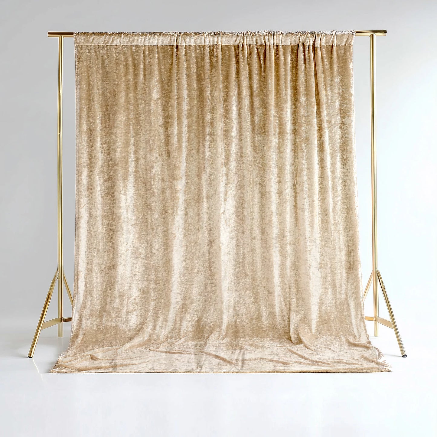 Beige Crushed Velvet Backdrop Curtain – 5ft x 10ft Event Drape with Rod Pocket, Privacy Panel for Photo Booths & Events