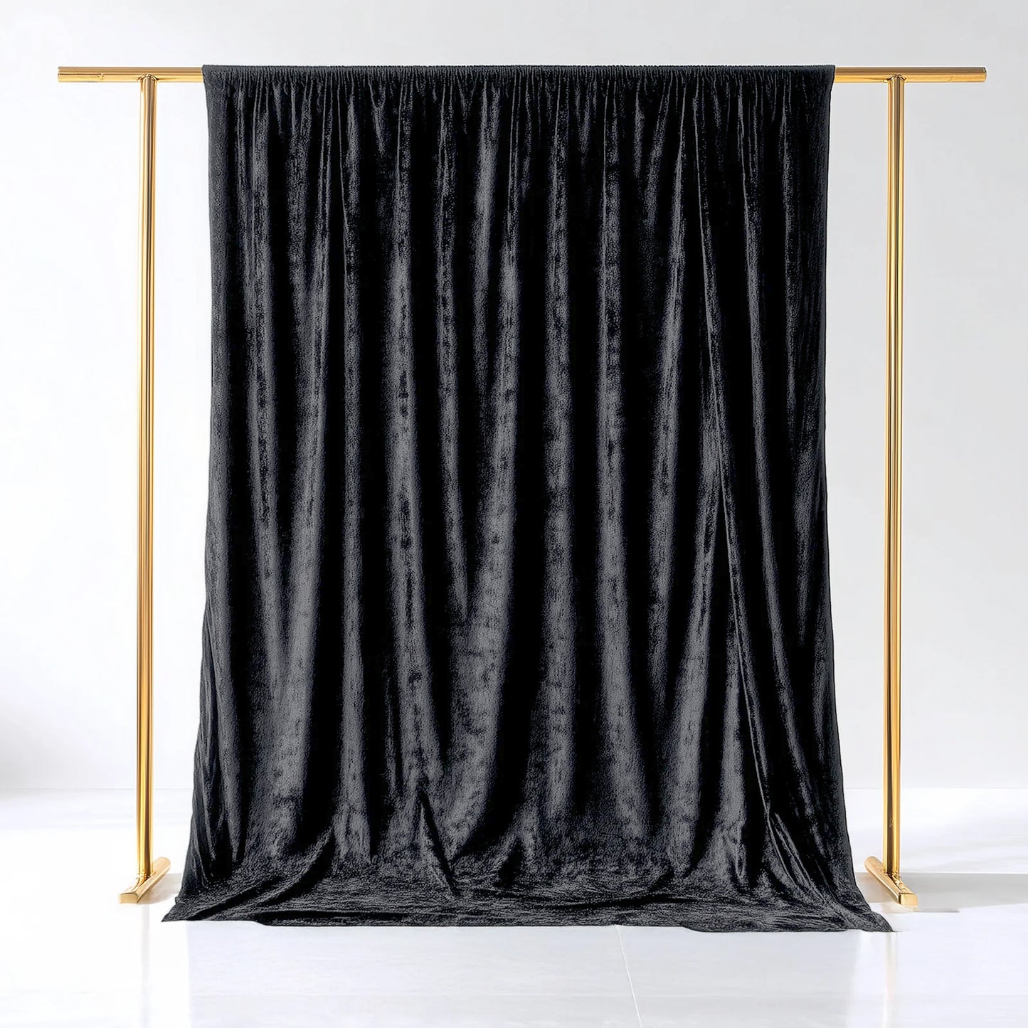 Black Crushed Velvet Backdrop Curtain – 5ft x 10ft Event Drape with Rod Pocket, Privacy Panel for Photo Booths & Events