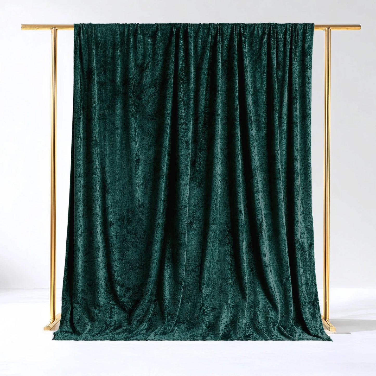 Hunter Emerald Green Crushed Velvet Backdrop Curtain – 5ft x 10ft Event Drape with Rod Pocket, Privacy Panel for Photo Booths & Events