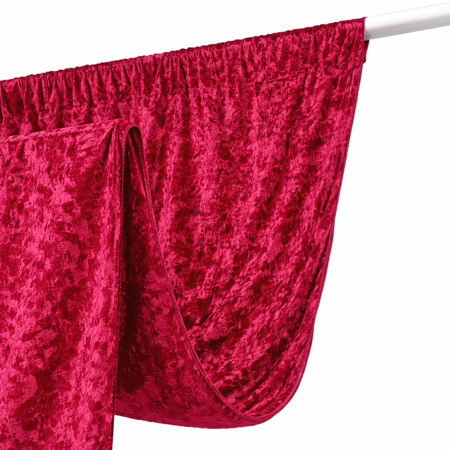 Red crushed velvet backdrop curtain for events, photo booths, and privacy.