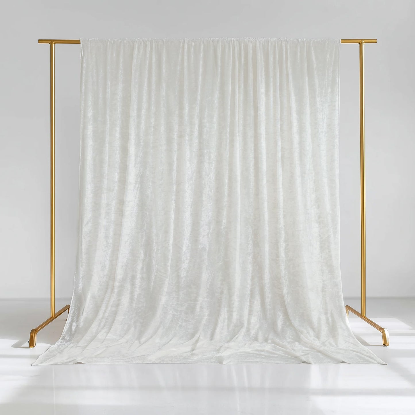White Crushed Velvet Backdrop Curtain – 5ft x 10ft Event Drape with Rod Pocket, Privacy Panel for Photo Booths & Events