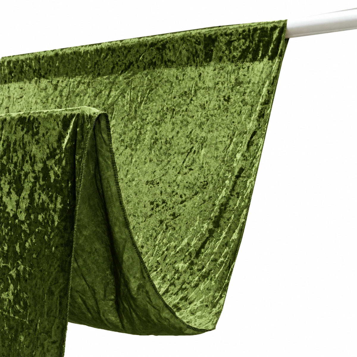 Dusty Sage Green Crushed Velvet Backdrop Curtain – 5ft x 12ft Event Drape with Rod Pocket, Privacy P