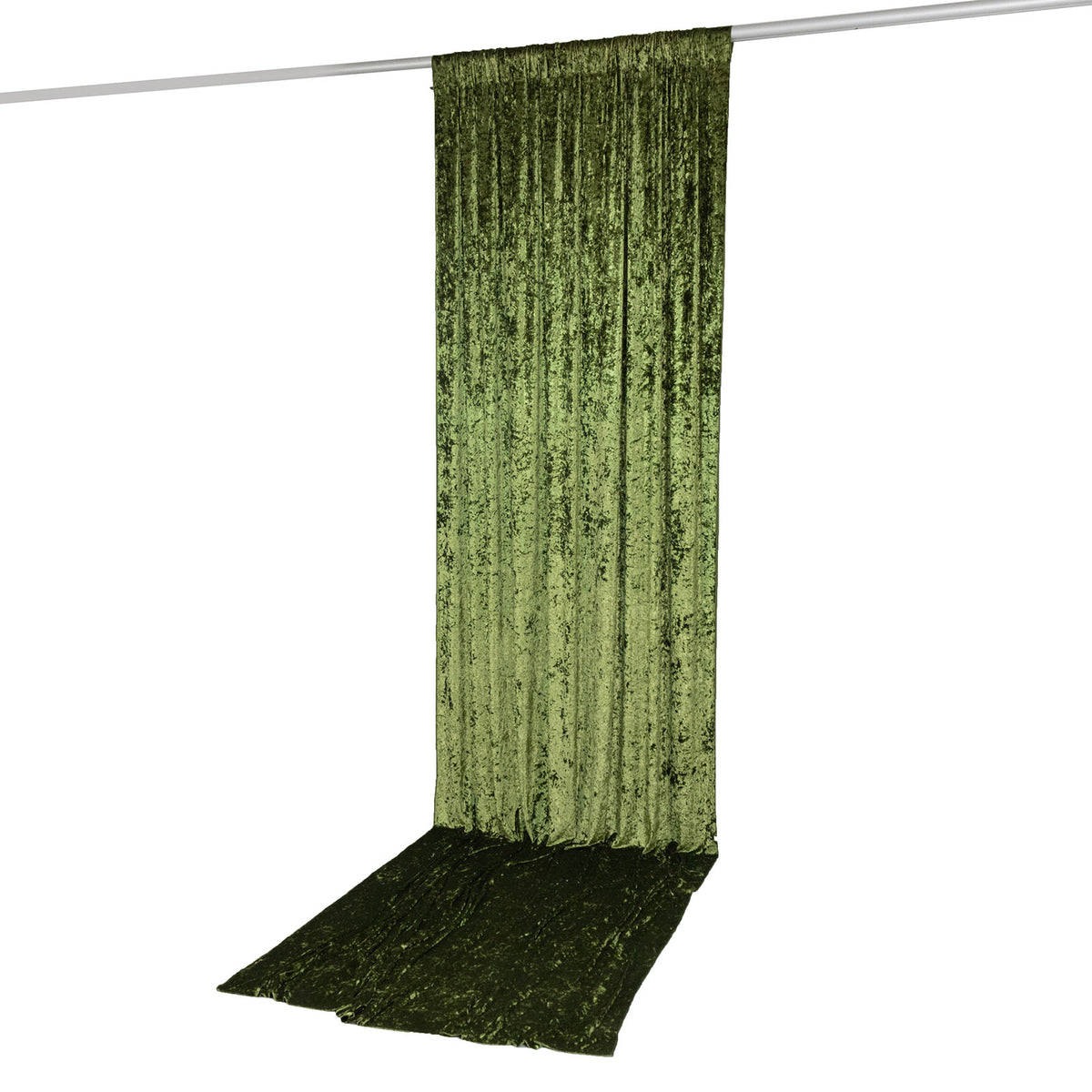 Dusty Sage Green Crushed Velvet Backdrop Curtain – 5ft x 12ft Event Drape with Rod Pocket, Privacy P