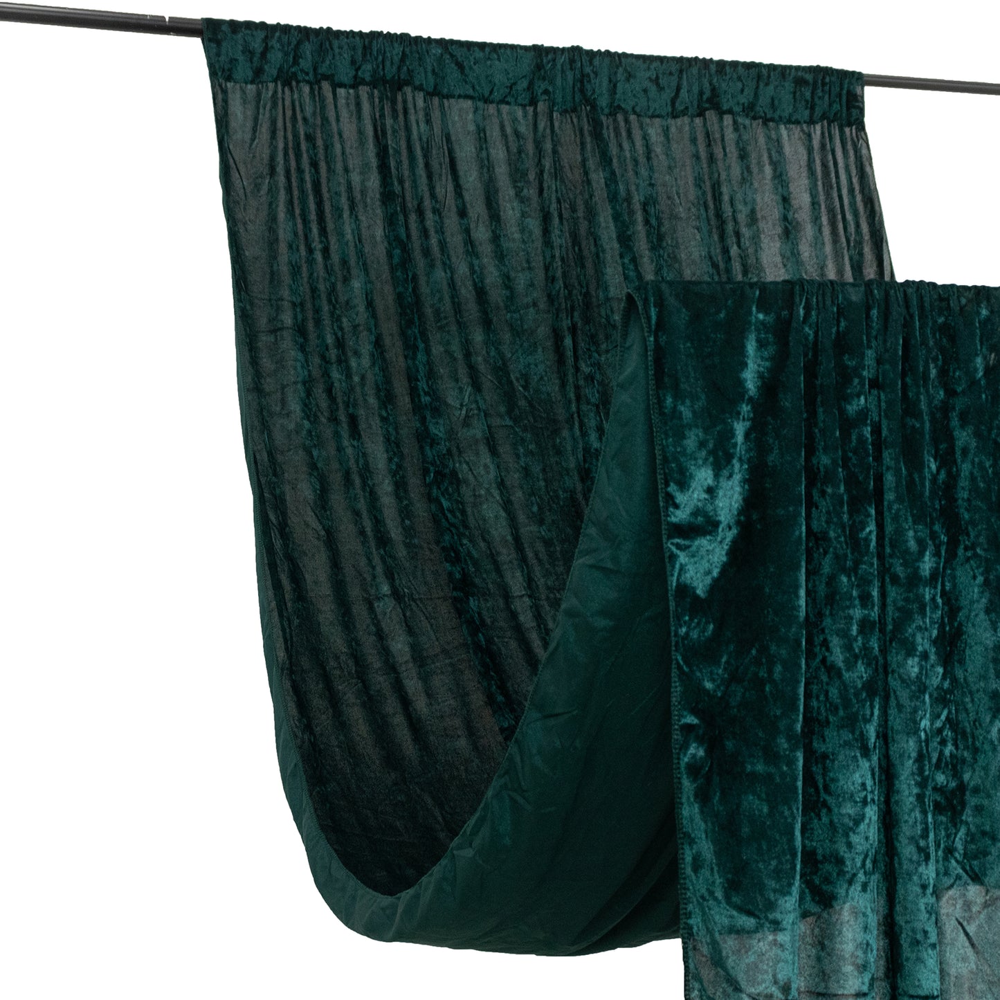 Hunter Emerald Green Crushed Velvet Backdrop Curtain – 5ft x 12ft Event Drape with Rod Pocket, Privacy Panel for Photo Booths & Events