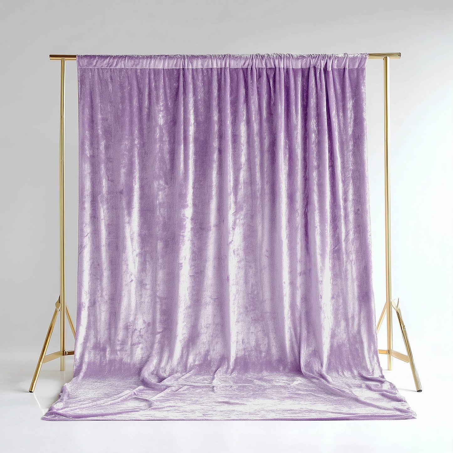 Lavender Lilac Crushed Velvet Backdrop Curtain – 5ft x 12ft Event Drape with Rod Pocket, Privacy Pan