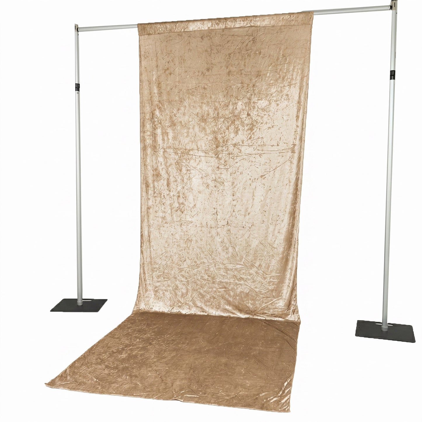 Beige Crushed Velvet Backdrop Curtain – 5ft x 14ft Event Drape with Rod Pocket, Privacy Panel for Ph